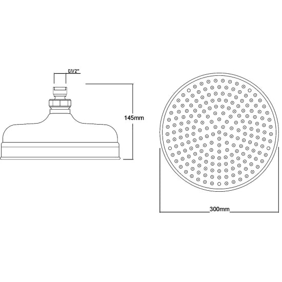 BC Sanitan 8" Traditional Fixed Shower Head | Brushed Nickel