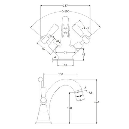 BC Sanitan Mono Basin Mixer & Waste | Nickel | Twin Lever