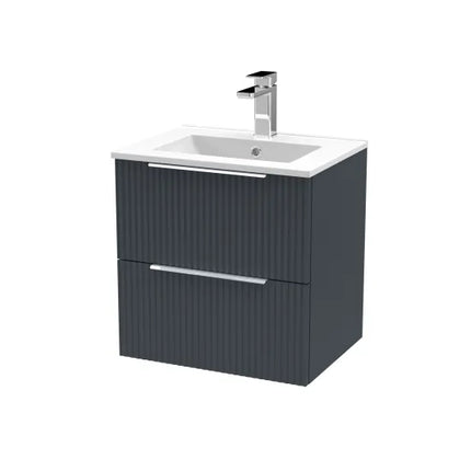 Hudson Reed Fluted 500mm Wall Hung Single-Drawer Vanity Unit with Basin | 3 Options