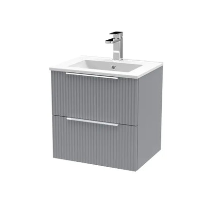 Hudson Reed Fluted 500mm Wall Hung Single-Drawer Vanity Unit with Basin | 3 Options