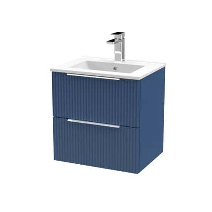 Hudson Reed Fluted 500mm Wall Hung Single-Drawer Vanity Unit with Basin | 3 Options