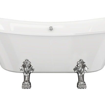 Meldon Freestanding Double End Bath | 1760×710mm | Chrome or White Lion’s Paw Feet | 20-Year Guarantee