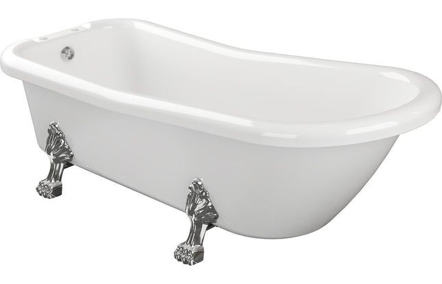 Winnow Freestanding Slipper Bath | 1530×670mm | Chrome or White Lion’s Paw Feet | 2 Tap Holes