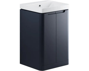 Brunshaw 2 Door Floor Standing Basin Unit with Ceramic Basin - Matt Indigo