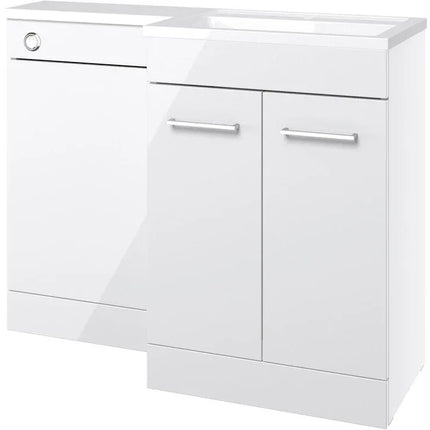 Kansas 1000mm L-Shape Bathroom Furniture Pack - Basin Unit & WC Unit Gloss White Right Hand Basin