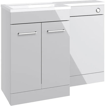 Kansas 1000mm L-Shape Bathroom Furniture Pack - Basin Unit & WC Unit Light Grey Left Hand Basin