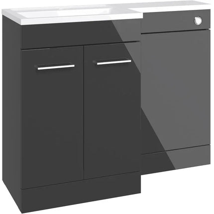 Kansas 1000mm L-Shape Bathroom Furniture Pack - Basin Unit & WC Unit Anthracite Left Hand Basin