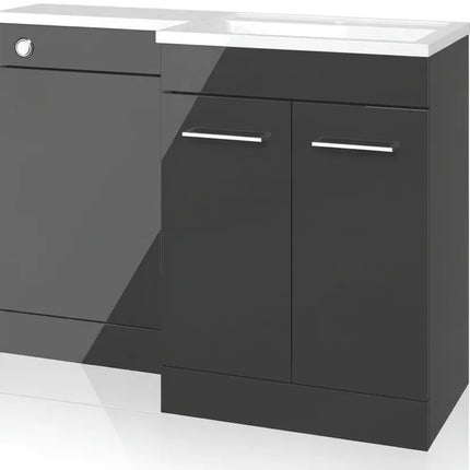 Kansas 1000mm L-Shape Bathroom Furniture Pack - Basin Unit & WC Unit Anthracite Right Hand Basin