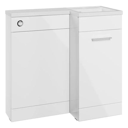 Kansas 900mm L-Shape Bathroom Furniture Pack - Basin Unit & WC Unit Gloss White Right Hand Basin