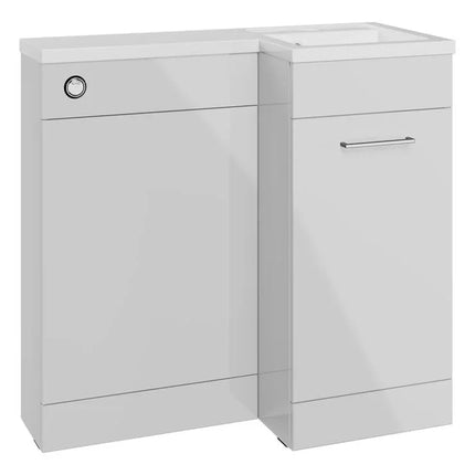 Kansas 900mm L-Shape Bathroom Furniture Pack - Basin Unit & WC Unit Light Grey Right Hand Basin