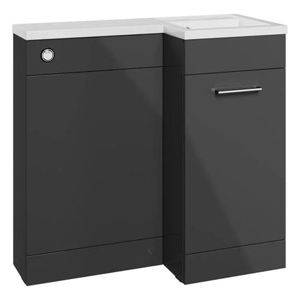 Kansas 900mm L-Shape Bathroom Furniture Pack - Basin Unit & WC Unit Anthracite Right Hand Basin