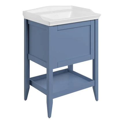 Elegance Floor Standing Vanity Unit with Basin - 1 Drawer | Classic Design 650mm Matt Misty Blue