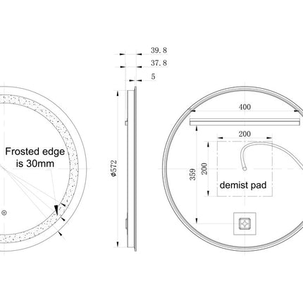 Elaina 600mm Round Front-Lit LED Bathroom Mirror | Touch Sensor | Demister | Cool to Warm
