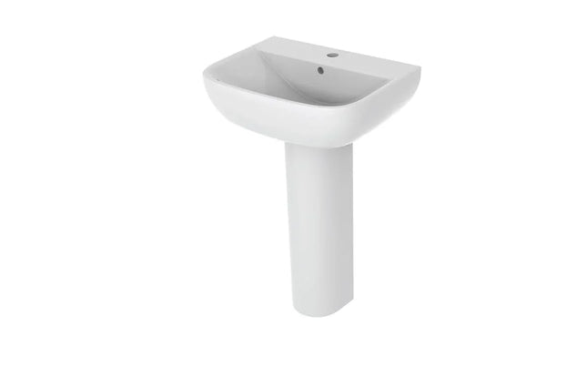 4-Piece Bathroom Suite - Basin, Pedestal, Rimless WC & Soft Close Seat