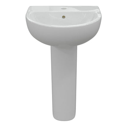 Aqua Elegance Genoa Basin & Full Pedestal | 450 x 400mm | 1 Tap Hole | White Vitreous China
