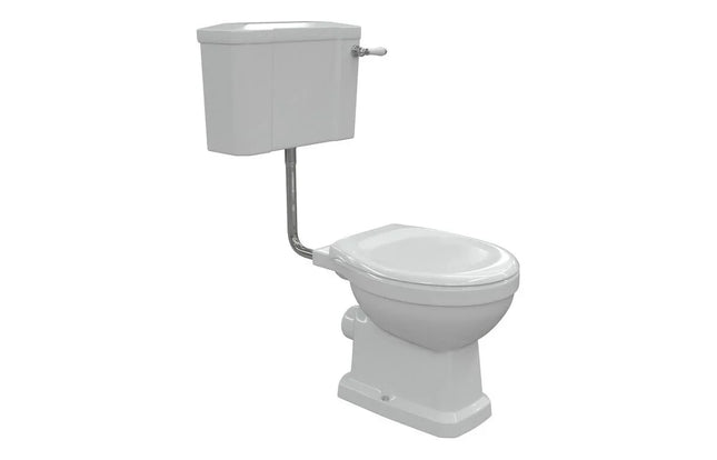 Traditional Low Level WC with Soft Close Seat - White | Lever Flush | Lifetime Guarantee Chrome