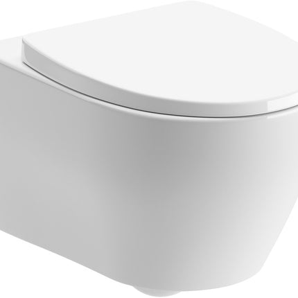 Poppy Rimless Wall Hung WC - White 340mm Soft Close Seat Easy Clean