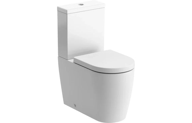 Coniston Rimless Close Coupled Fully Shrouded Comfort Height WC with Soft Close Seat - White | Lifetime Guarantee