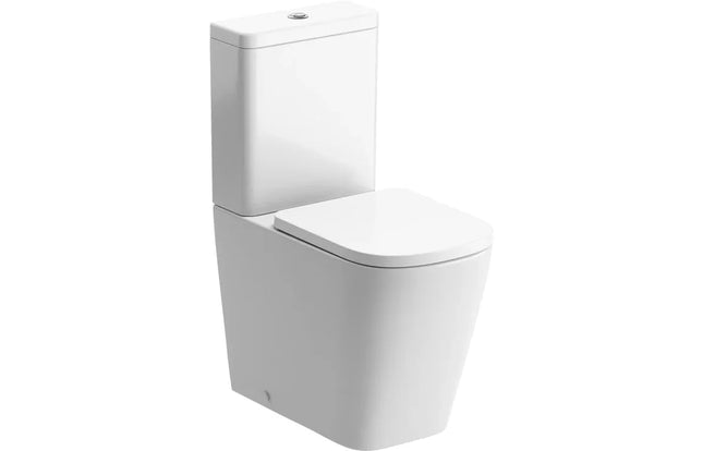 Linden Rimless Close Coupled Fully Shrouded Short Projection WC with Soft Close Seat - White | Lifetime Guarantee