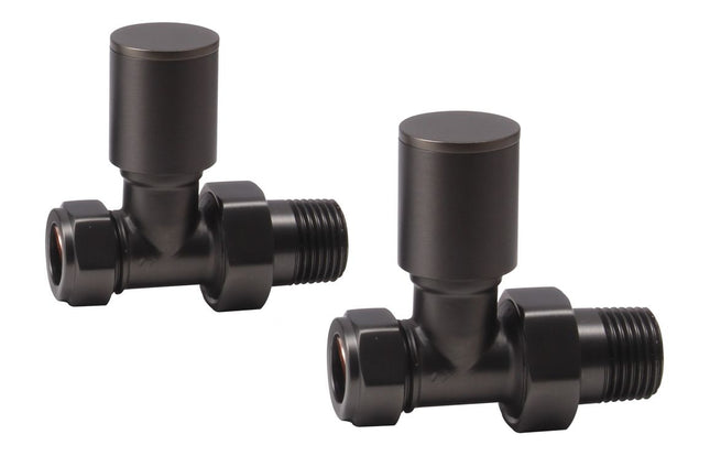 Patterned Matt Black Radiator Valves Straight