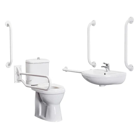 Nuie Accessible Toilet Pack | Doc M Compliant | Comfort Height | White or Blue Rails