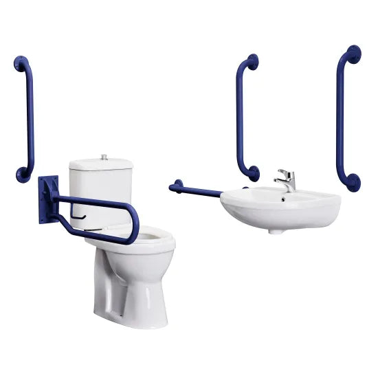 Nuie Accessible Toilet Pack | Doc M Compliant | Comfort Height | White or Blue Rails