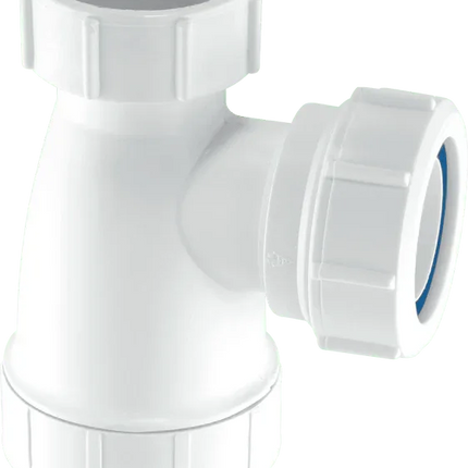 McAlpine E10 Shallow Basin Bottle Trap - 1¼" 50mm Seal White Polypropylene