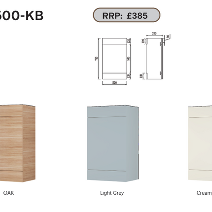 FlowLine 500mm Waterproof WC Unit | Concealed Cistern Bathroom Furniture