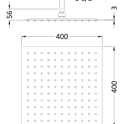 Hudson Reed 400mm Square Fixed Shower Head | Chrome | Head Only or With Arm