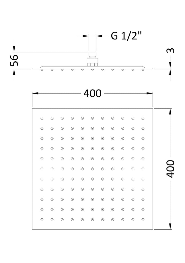Hudson Reed 400mm Square Fixed Shower Head | Chrome | Head Only or With Arm