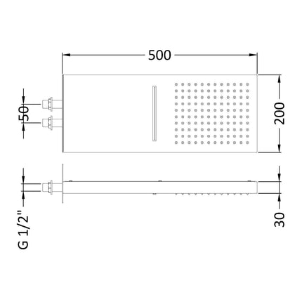 Hudson Reed HEAD48 Chrome Waterfall Dual Shower Head | 500 × 200mm