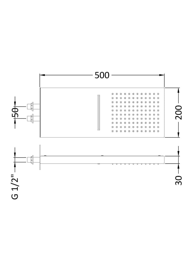 Hudson Reed HEAD48 Chrome Waterfall Dual Shower Head | 500 × 200mm