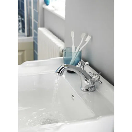Nuie Beaumont Luxury Traditional Mono Basin Mixer – Chrome | Brushed Brass | Crosshead | 5-Year Guarantee