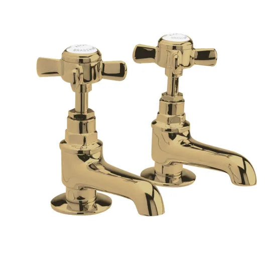 Nuie Beaumont Basin Tap Pair | Crosshead | Chrome or Brushed Brass