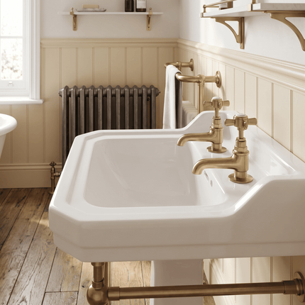 Nuie Beaumont Basin Tap Pair | Crosshead | Chrome or Brushed Brass
