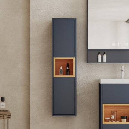 AquaCore 300mm Waterproof Wall Mounted Storage Unit | 2 Door & Open Oak Shelf
