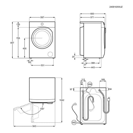 AEG 8kg/5kg Washer Dryer 1400rpm ProSense ProSteam White - Freestanding