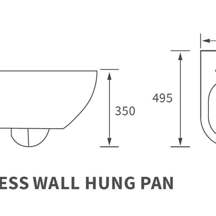 Poppy Rimless Wall Hung WC - White 340mm Soft Close Seat Easy Clean