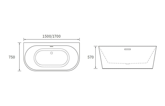 Rhinog Freestanding Double End Bath | 1500 or 1700mm | Gloss White | 20-Year Guarantee