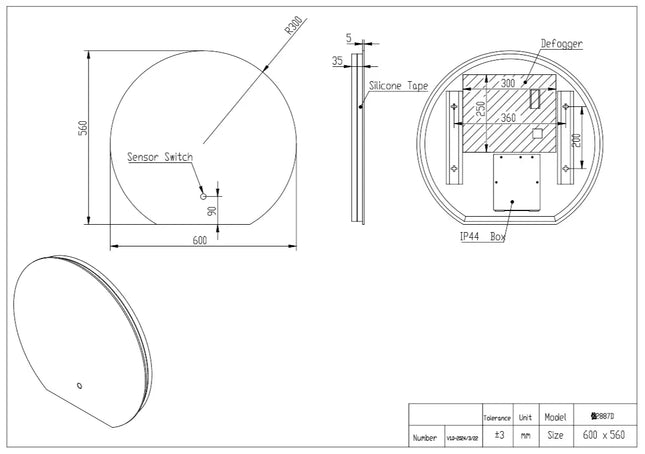 Scudo ALBA 600x560 LED Mirror