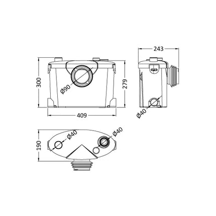 Nuie MWP400 Macerator Pump | 400W | 4 Inlets | White