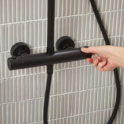 Roper Rhodes Marine Dual Function Thermostatic Bar Shower System - Matt Black with 200mm Overhead