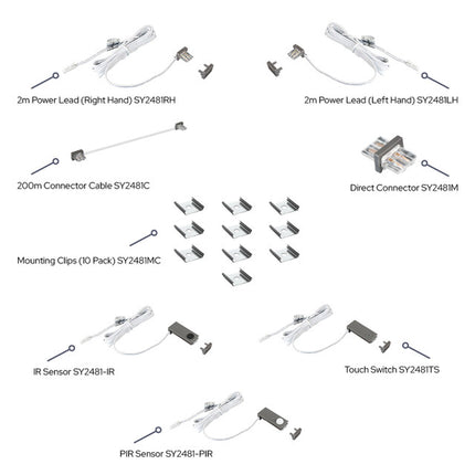 Modex Exa Accessories – Power Leads, Connectors, Sensors & Mounting Clips for 24V LED Strip