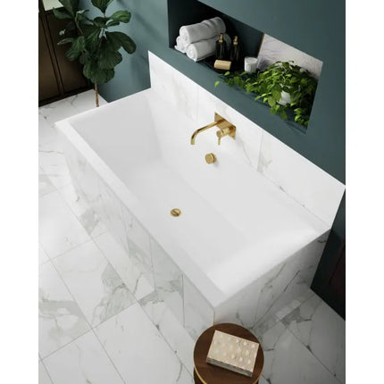 Nuie Asselby Square Double Ended Bath with Leg Set — 3 Sizes | White Acrylic