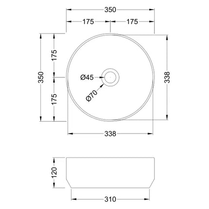 Hudson Reed Salana 350mm Round Countertop Basin | 3 Matt Finishes
