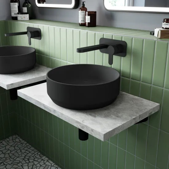 Hudson Reed Salana 350mm Round Countertop Basin | Matt White, Black & Grey