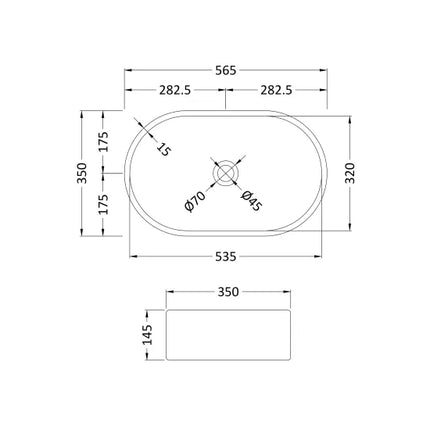 Hudson Reed Salana 565mm Oval Countertop Basin | 2 Matt Finishes