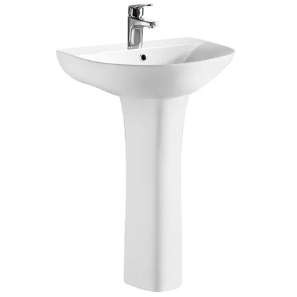 Nuie Freya Short Projection Close Coupled Toilet & Pedestal Basin Suite — White Vitreous China