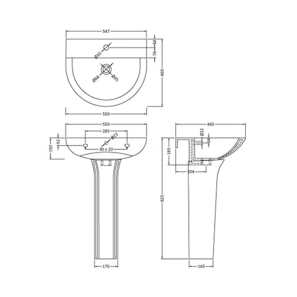Nuie Freya Short Projection Close Coupled Toilet & Pedestal Basin Suite — White Vitreous China