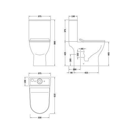 Nuie Freya Short Projection Close Coupled Toilet & Pedestal Basin Suite — White Vitreous China